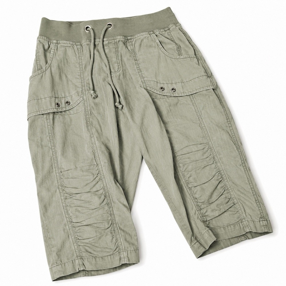 XCVI Cropped Jogger Pants Women's XS Khaki Green Pull On Utility Casual